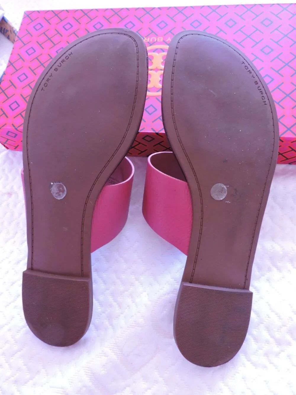 Pre-Owned Tory Burch - Benton Band Flat Sandal - Raspberry Sorbet - Size 8